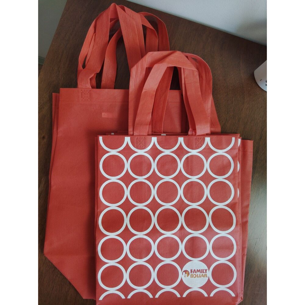 Family Dollar Reusable Grocery Shopping Tote Bag Lot of 5 NWOT
